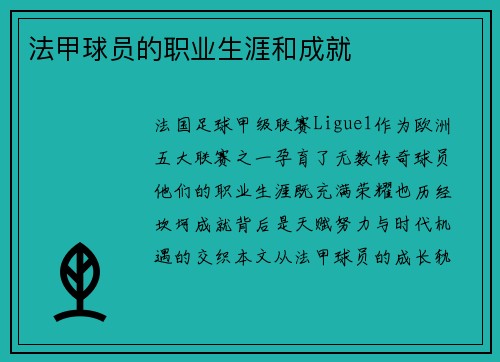 法甲球员的职业生涯和成就